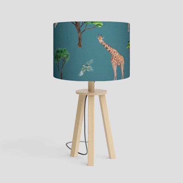 Safari Nursery Lampshade Teal Animal Print Drum Lampshade - image 1