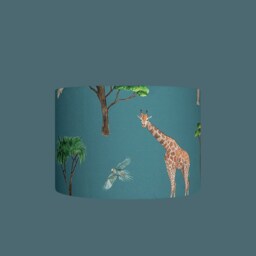 Safari Nursery Lampshade Teal Animal Print Drum Lampshade - thumbnail 2