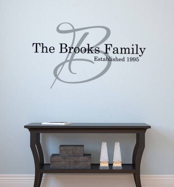 Personalized Signature Family Monogram Wall Decal, Large Family Room Established Decal M065 - image 1