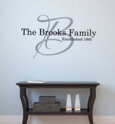 Personalized Signature Family Monogram Wall Decal, Large Family Room Established Decal M065 - thumbnail 1