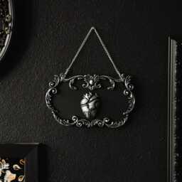 Vein & Vessel - Ornate Anatomical Heart Wall Hanging, Mini Gothic Plaque, Handmade Decor, Gold Or Silver, Gallery Gap Filler - thumbnail 3