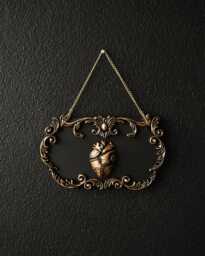Vein & Vessel - Ornate Anatomical Heart Wall Hanging, Mini Gothic Plaque, Handmade Decor, Gold Or Silver, Gallery Gap Filler - thumbnail 1