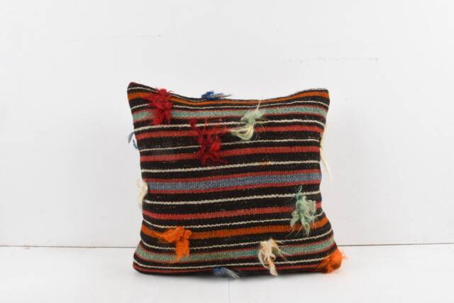 Vintage Turkish Kilim Pillow Cover Bohemian Cushion - 18''x18'' - image 1