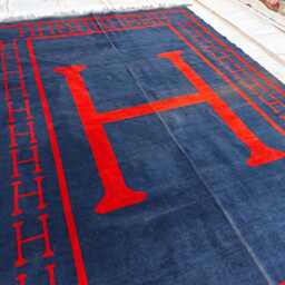 Navy Red 7x10 Afghan Handwoven Geometric Wool Rug, Living Room Carpet - thumbnail 2