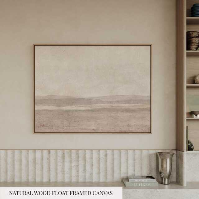 Neutral Beige Modern Minimalist Landscape Wall Art ??? Large Living Room Decor Sediment 2242