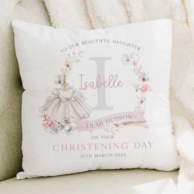 Personalised Christening Gift, Baptism Cushion For Girls, Gift Granddaughter, Goddaughter, Godparent - image 1