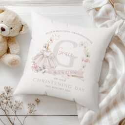 Personalised Christening Gift, Baptism Cushion For Girls, Gift Granddaughter, Goddaughter, Godparent - thumbnail 3