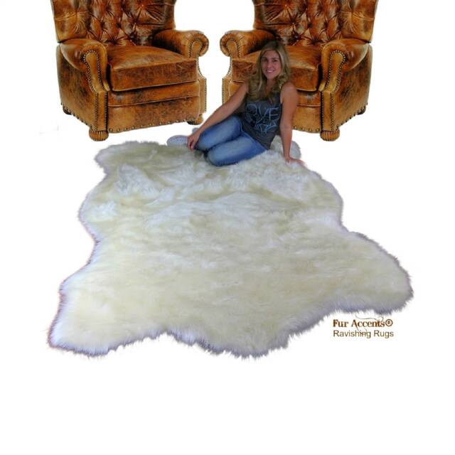 Plush Faux Fur Area Rug - Plains Buffalo Pelt Shape, Usa Made - image 1