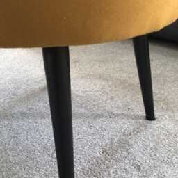 Mustard Velvet Footstool - Round Ottoman With Black Metal Legs - thumbnail 3
