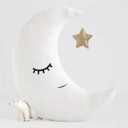 White Crescent Moon Cushion For Nursery Decor, Baby Shower Gift Idea Dreamy Pillow Newborn Boy Infant Girl Gender Neutral Crib Kids Bed Sky - thumbnail 2
