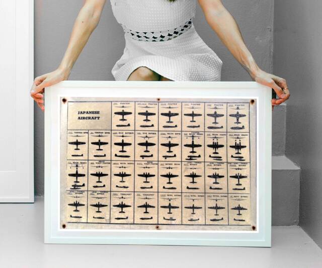 Reprint Of A Wwii Vintage Japanese Airplane Identification Chart - Original Condition - image 1