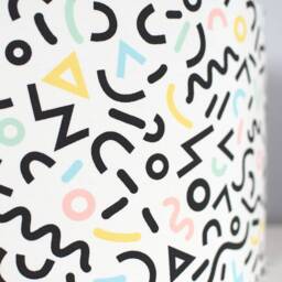 Geometric Memphis Pattern Lampshade, Gold Lining Option, Pastel Black & White Fabric, 20cm To 45cm ??, Handmade By Vivid Shades - thumbnail 2