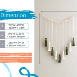 Macrame Photo Hanger, Boho Twine Display, Collage Dorm Wall Decor, Instax Included Wooden Clips I75 - thumbnail 3
