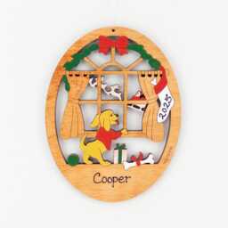 Personalized Dog Christmas Ornament-Wood, Hand Painted, Laser Cut - thumbnail 1