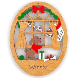 Personalized Dog Christmas Ornament-Wood, Hand Painted, Laser Cut - thumbnail 3