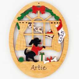 Personalized Dog Christmas Ornament-Wood, Hand Painted, Laser Cut - thumbnail 2