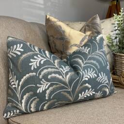 Decorative Pillow Cover, Rustic Cushion Made in UK , John Lewis & Partners Wallflower Fabric, Double Sided - Embroidered - thumbnail 1