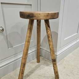 The Stow Stool - Handmade Rustic Wooden Stool Reclaimed Timber, 3-Legged Design - Hand Turned - thumbnail 3