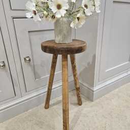 The Stow Stool - Handmade Rustic Wooden Stool Reclaimed Timber, 3-Legged Design - Hand Turned - thumbnail 2