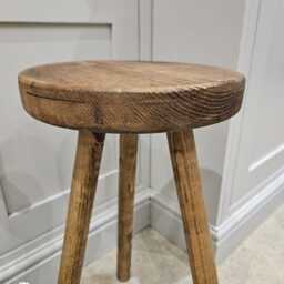 The Stow Stool - Handmade Rustic Wooden Stool Reclaimed Timber, 3-Legged Design - Hand Turned - thumbnail 4