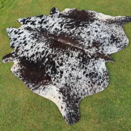 Tricolor Cowhide Rug, Speckled Real Cow Skin Rug Brown & White, Home Decor Gift For Her, Abstract Area Rugs Living Room, Upholstery - thumbnail 3