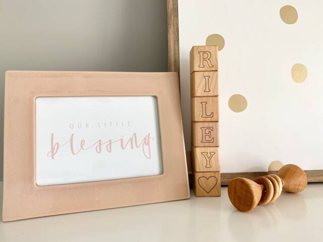 Personalized Maple Baby Name Blocks Engraved Nursery Decor - image 1