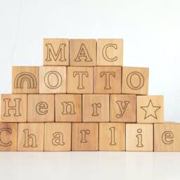 Personalized Maple Baby Name Blocks Engraved Nursery Decor - thumbnail 2