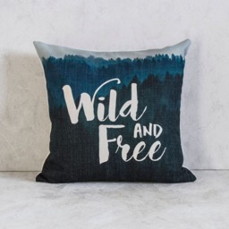 Wild & Free Linen Pillow Cover Inspirational Throw Cushion - 45x45cm - thumbnail 1