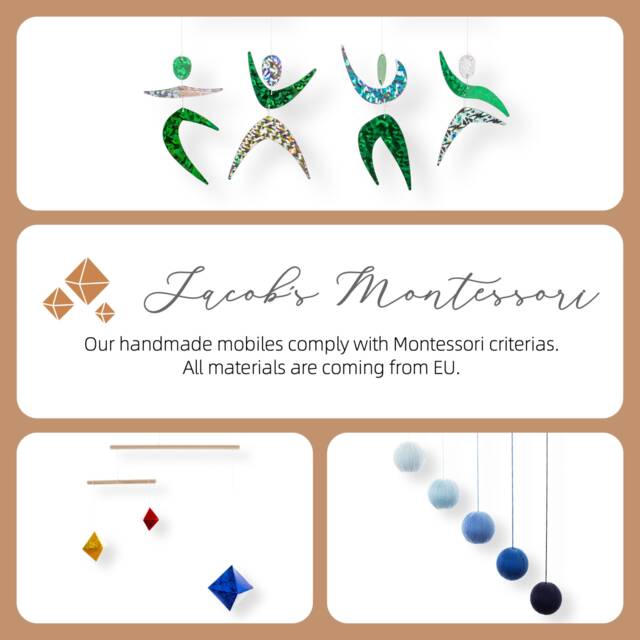 Montessori Mobile Set Of 3 - Munari, Gobbi, Octahedron & Dancers For Newborn Visual Development Nursery Decor - image 1