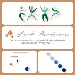 Montessori Mobile Set Of 3 - Munari, Gobbi, Octahedron & Dancers For Newborn Visual Development Nursery Decor