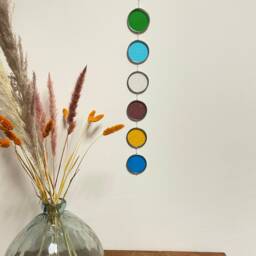 stained Glass Suncatcher - Colorful Circles Wall Hanging, Handmade Medallions - thumbnail 3
