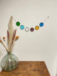 stained Glass Suncatcher - Colorful Circles Wall Hanging, Handmade Medallions