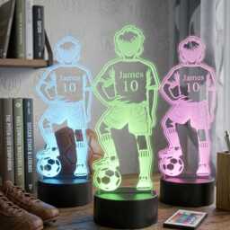 Personalised 3D Footballer Led Lamp, Custom Name Boys Bedroom Light, Remote Control Night Light - thumbnail 2