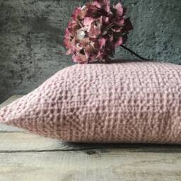 Waffle Linen Throw Pillow Case in Dusty Woodrose/Waffle Cover/Linen Decorative Cushion Cover Blushed Pink/Pillow Sham Waffle - thumbnail 3