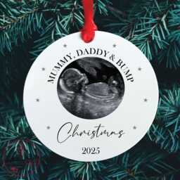 Personalised Baby Scan Bauble Mummy Daddy & Bump - Christmas Gift From The Bump Tree Decoration Sonogram - thumbnail 1
