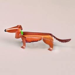 Longhaired Dachshund Handmade Copper Sculpture, Collectible Dog Art Figurine - thumbnail 3