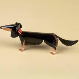 Longhaired Dachshund Handmade Copper Sculpture, Collectible Dog Art Figurine - thumbnail 4