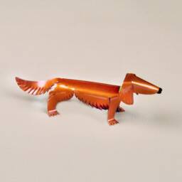 Longhaired Dachshund Handmade Copper Sculpture, Collectible Dog Art Figurine - thumbnail 2