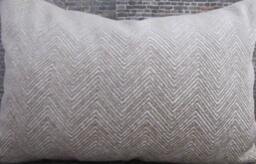 Designer Pillow Cover, Lumbar, Herringbone, Zig Zag, Chenille Sand - thumbnail 1
