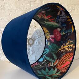 Navy Velvet Drum Lampshade Tropical Wonderland Interior - thumbnail 3