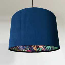 Navy Velvet Drum Lampshade Tropical Wonderland Interior - thumbnail 1