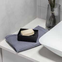 Black Minimalist Soap Dish, Stainless Steel Draining Holder, Bathroom Soaps Tray, Omia