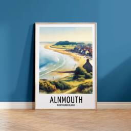 Alnmouth Travel Print - Watercolour Poster Design - Wall Artwork Beach UK Gifts Home Decor Art Gift Northumberland Picture - thumbnail 3