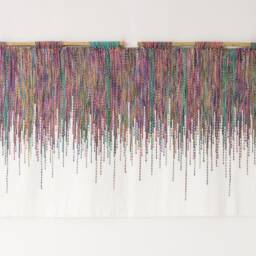 Wall Hanging - Large Rainbow Tapestry Fiber Art For Living Room Boho Decor Wabi Sabi Inspired Unique Textile Colorful - thumbnail 3