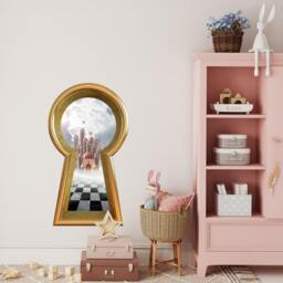 3D Keyhole Fabric Wall Decal - Queen Of Hearts Castle 3D Sticker Wonderland Removable & Repositionable - thumbnail 2