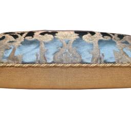 Throw Pillow Cushion Cover Silk Brocade Rubelli Fabric Aqua Blue & Gold Aida Pattern - Made in Italy - thumbnail 2