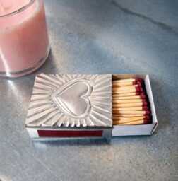 Aluminum Matchbox Holder Handcrafted, Embossed Silver Design Heart, Keepsake Match Case, Box, Wedding Favor, Metal Foil