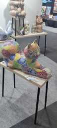 Mosaic Cat Sculpture - Handmade Art Deco Mosaic & Glass Unique Piece For Indoor/Covered Outdoor/Garden Use - thumbnail 1