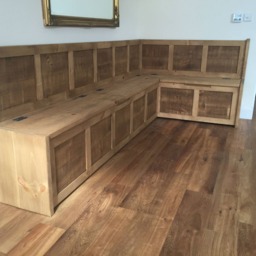 Solid Pine Corner Dining Bench - Made To Any Size - Pew Settle Rustic - thumbnail 3