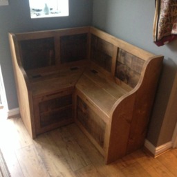 Solid Pine Corner Dining Bench - Made To Any Size - Pew Settle Rustic - thumbnail 2
